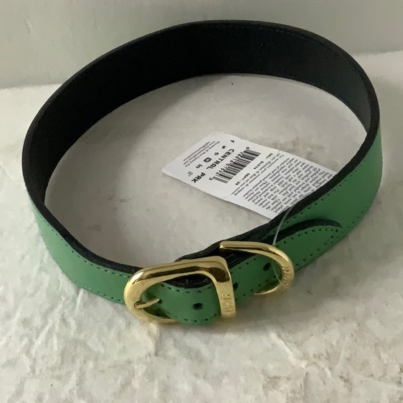 New Hartman & Rose Dog Collar 20 - 22" Central Park 1574 Italian Leather Green - Picture 2 of 2